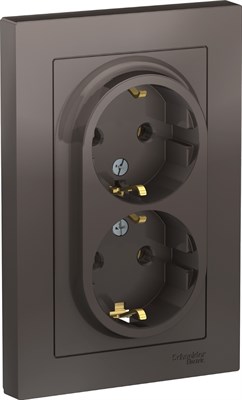 Розетка AtlasDesign дв. з/к , 16А, в сб, мокко ATN000624 - фото 66485