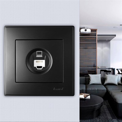 Розетка LESYA компьютерная черный бархат мат. 705-4242-139 - фото 66661