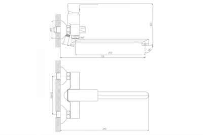 Смеситель Decoroom одноручный универсальный с поворотным изливом 300мм хром DR36043 - фото 66846