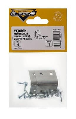 Уголки СТРОЙБАТ мебельные оцинк. 25*25*25*2 с шур.(4шт)El 15109/5752205 - фото 6687