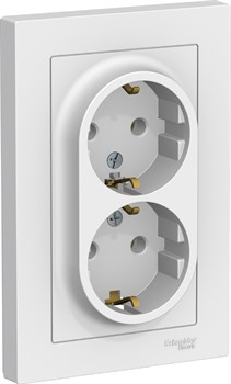 Розетка AtlasDesign дв. с з/к 16А, в сб, белая ATN000124 - фото 67877