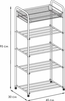 Подставка для обуви 5-ти полочная 40, белое серебро ПДО 240Б - фото 67882