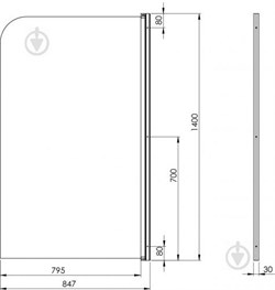 Шторка на ванну ALEX BAITLER 800*1400 тонированное стекло 6мм AB181080B4 - фото 68388
