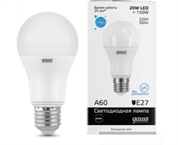 Лампа Gauss LED 20W A60 E27 6500K 23239 - фото 68441