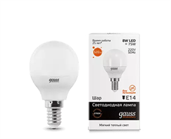 Лампа Gauss LED Elementary Globe 8W E14 2700K 53118 - фото 68442