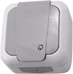 Розетка VIKO PALMIYE GRI IP54 90555508 с заземлением 380-36150 - фото 68544