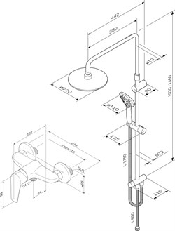 Набор AM.PM 2в1: смеситель для душа, душевая система, хром F4088934 - фото 68586