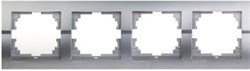 Рамка DERIY 4-ая горизонтальная б/вст белый с серой вставкой 702-2900-149 - фото 68704