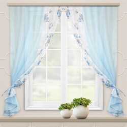 Комплект штор для кухни Арина голубой 70081 - фото 68806