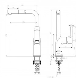 Смеситель LEMARK URSUS для кухни с высоким поворотным изливом, черный/розовое золото LM7205BLR - фото 68936