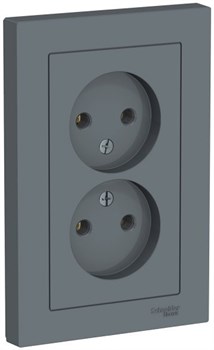 Розетка WESSEN AtlasDesign дв, без з/к 16А, в сборе грифель ATN000720 - фото 69232