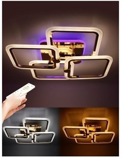 Люстра ESTARES управляемая светодиодная LIKE RGB 100W 4Q-560/120-RC-GOLD/OPAL-220-IP19 - фото 69415