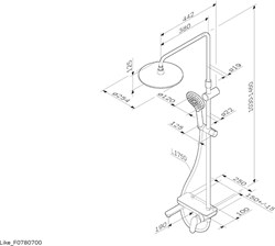 Душевая система AM.PM Like:смесит,полка,верх.душ,d220мм,руч.душ,штанга1030-1460мм хром F0780700 - фото 69567