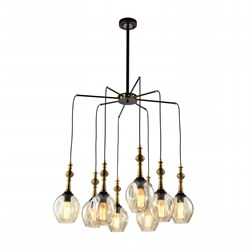 Люстра TEKAVIZE 9278-8 8xE27 D800 H1500 BLACK+AMBER GLASS 159-17020 - фото 69814