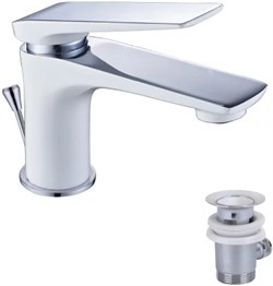 Смеситель LEMARK для умывальника АЛЛЕГРО монолитный, хром /белый (319R) LM5906CW - фото 70119
