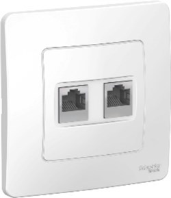 Розетка WESSEN BLANCA BLNIS045111 С/У двойная комп.RJ45, кат.5E + телефон. RJ11, белый - фото 70565