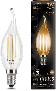 Лампа Gauss LED Filament Свеча на ветру E14 7W 550Lm 2700K 104801107 - фото 70603