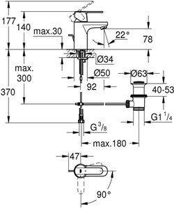 Смеситель GROHE Get однорычажный для раковины 1/2 S-Размер 31148000 - фото 70658