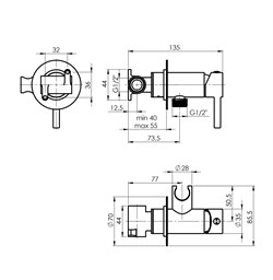 Смеситель RUBINETA Ultra-16 для биде скрытого монтажа с гигиеническим душем 625121 - фото 71969