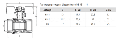 Кран FADO шаровой New PN40 15 1/2'' ВВ KB1 - фото 7868