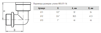 Уголок FADO 3/4 HВ никель U12 - фото 7908