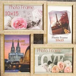 Фоторамка 29*29см на 4 фото 10*15см бежевая 3573202 - фото 79316