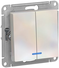 Выключатель WESSEN AtlasDesign 2-кл, подсв., сх5а, 10АХ, механизм жемчуг ATN000453 - фото 79860