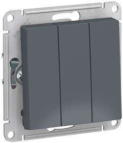 Выключатель WESSEN AtlasDesign 3-кл., сх1+1+1, 10АХ, механизм грифель ATN000731 - фото 79870