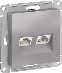 Розетка AtlasDesign дв. комп.кат 5Е, механизм алюминий ATN000385 - фото 80008