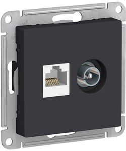 Розетка WESSEN AtlasDesign дв. ТВ+комп.кат 5Е, механизм карбон ATN001089 - фото 80031