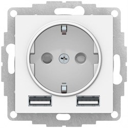 Розетка WESSEN AtlasDesign 16А с двумя USB A+A, механизм белая ATN000130 - фото 80077