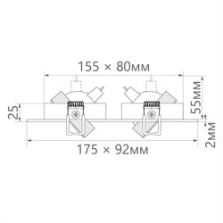 Светильник потолочный FERON встраиваемый DL2802 MR16 50W G5.3 прямоугольник, хром 32642 - фото 80240