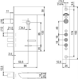 Замок ЭЛЬБОР врезной сувальдный унив. под ручку 3кл. К1.04.27.3.1.1 - фото 80466