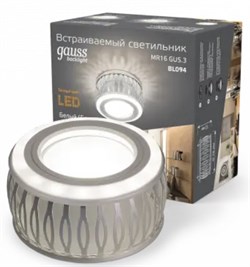 Светильник Gauss BackLight BL094 Кругл. Белый/Белый, Gu5.3, 3W, LED 3000K 1/30 - фото 80657
