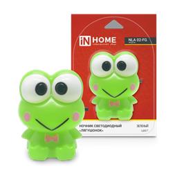 Ночник светодиодный IN HOME NLA 02-FG ЛЯГУШОНОК зелёный с выключателем - фото 80858