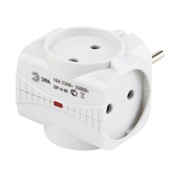 Тройник SP-4-W ЭРА 4 гнезда без заземления со шторками белый 0263 - фото 80919