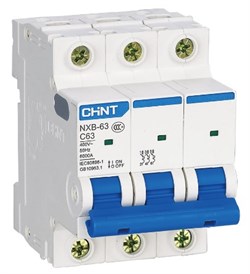 Автомат-выключатель CHINT NXB-63S 4.5KA 3P 20A х-ка С 296828 - фото 80963