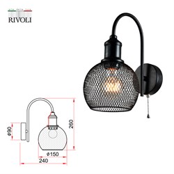 Бра RIVOLI Rebeca настенный 1хЕ27 40Вт лофт-кантри с выключателем 5096-401 - фото 80977