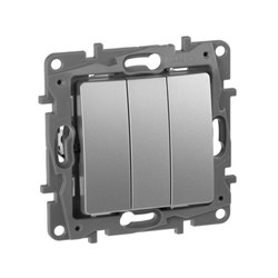 Выключатель LEGRAND Etika Plus 3х-клав Etika 10A 250В (алюминий) 672413 - фото 80997