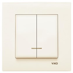 Выключатель VIKO KARRE KREM 2-х кл. с подсветкой 91990032 арт.363-36040 - фото 81042