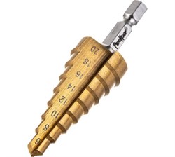 Сверло ОРМИС по металлу ступенчатое 6-20мм для отверстий 6,8,10,12,14,16,18,20мм арт.35-5-020 - фото 81425