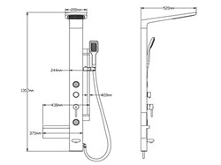 Панель гидромассажная AM.PM Joy 1350*370мм W85P-1-150S (верхний душ) - фото 81566