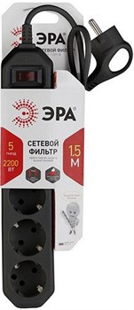 Сетевой фильтр USF-5es-1.5m-В черн/зазем/выкл 5гн 1.5м 3x0,75мм2 ЭРА - фото 82731