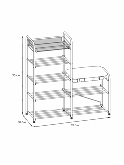 Подставка для обуви АЛЬФА 35 с сиденьем и ящиком, белый ПДОА35СЯ Б - фото 84274