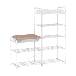 Подставка для обуви АЛЬФА 35 с сиденьем и ящиком, белый ПДОА35СЯ Б - фото 84275