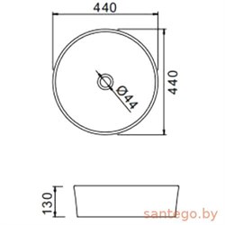 Раковина GAPPO накладная без перелива 44*44*13 GT-102 круглая - фото 84406