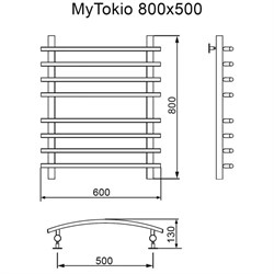 Полотенцесушитель MyFrea My Tokio 80/50 водяной, универс.подкл. - фото 84477
