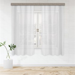 Комплект штор для кухни тюль лен 100*180 белый 2шт 106240 - фото 84938