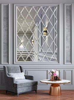 Плитка МСТ зеркальная серебряная РОМБ 200х340мм 10мм с фацетом РЗС1-01 - фото 85108