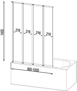 Шторка AM.PM на борт ванны Like 100*140, поворотно-складная, хром, стекло прозрачное W80BS-100-140CT - фото 85133